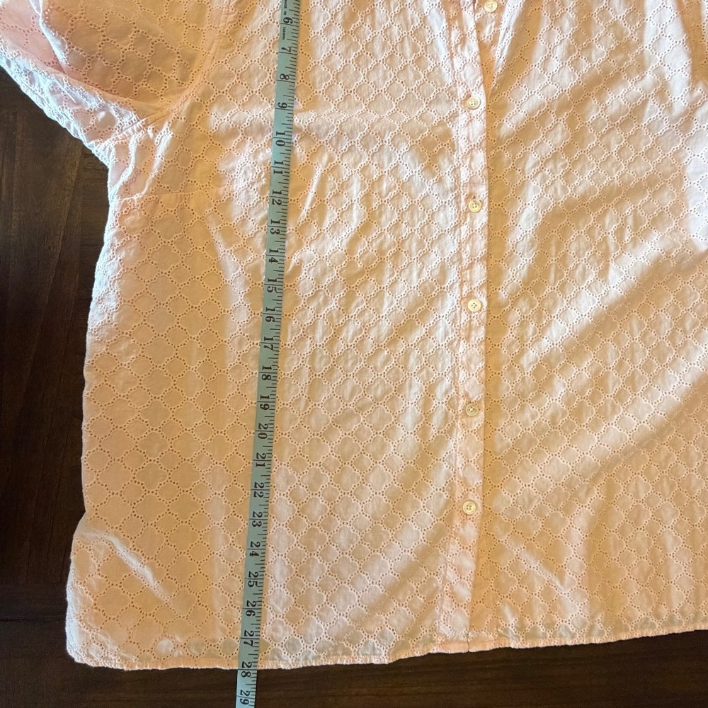 Talbots Women's Light Pink Eyelet design Button Down Blouse, Size 3X - Picture 14 of 15
